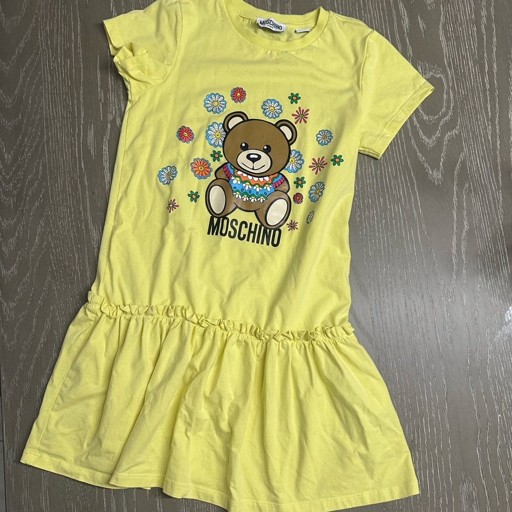 Moschino Yellow Bear Floral Casual Kids Dress
